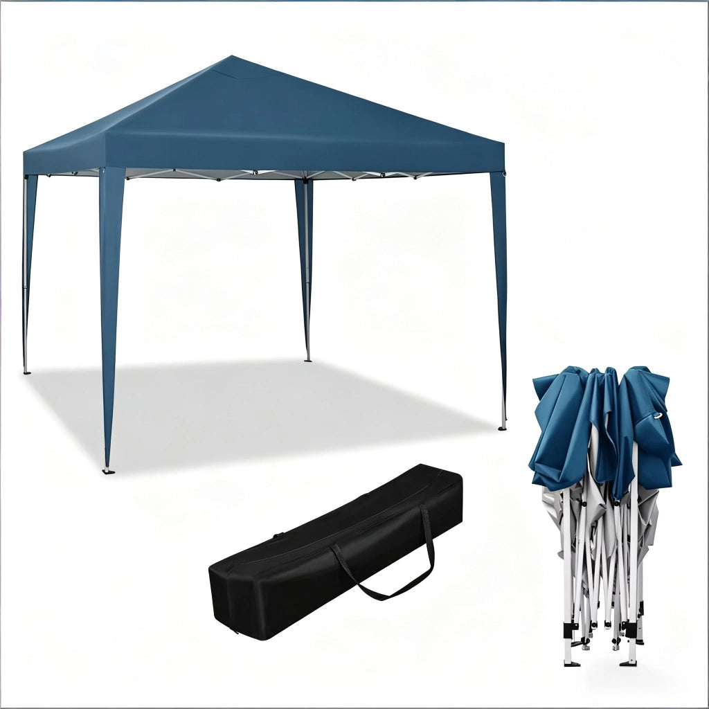 Pavillon pieghevole 3x3 m con struttura in metallo, telo Oxford 210D, altezza regolabile, blu