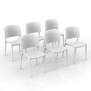 Set 6 sedie in polipropilene 100% Made in Italy SHARP, impilabile, resistente ai raggi UV, design moderno, ideale per sala da pranzo, cucina, sala d’attesa, bar, ristoranti o da esterno colore Bianco