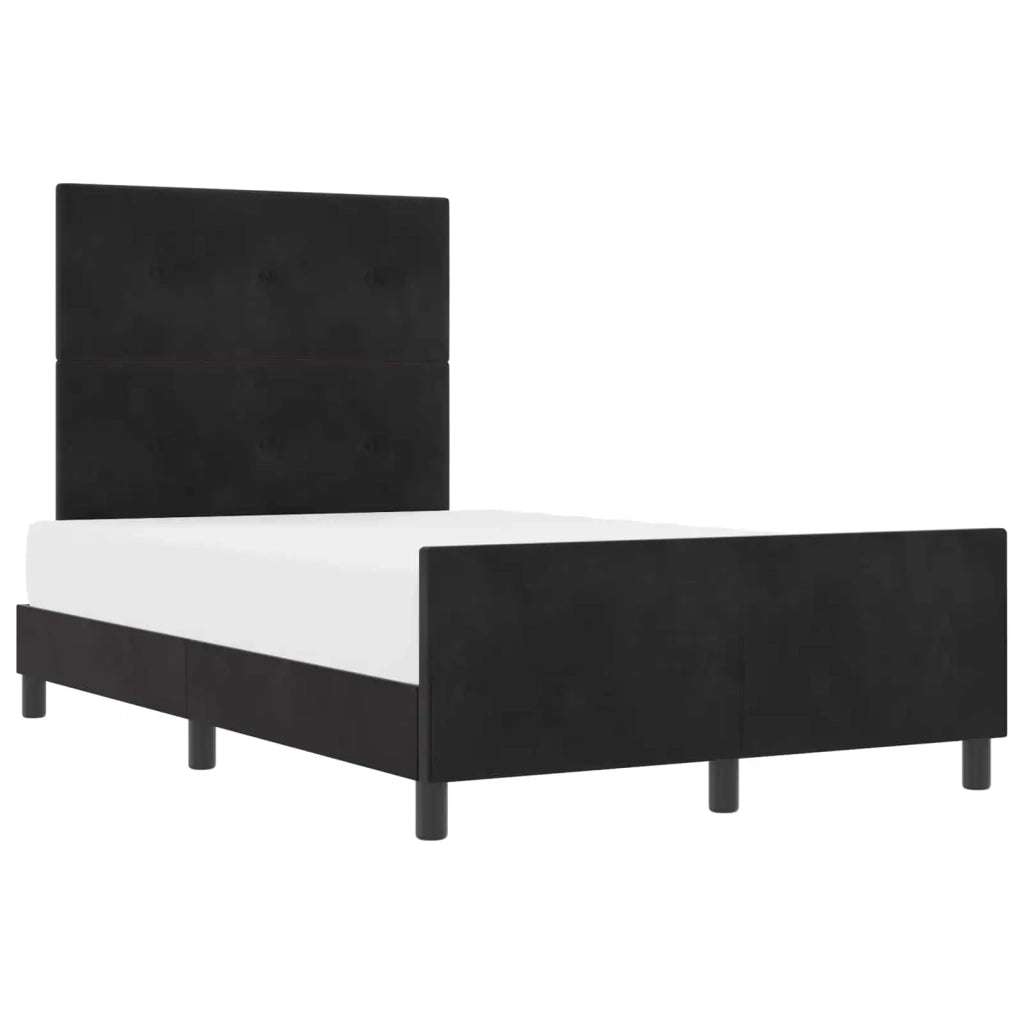 Letto matrimoniale | Letto per adulti | Letto a molle con testiera Nero 120 x 200 cm Velluto