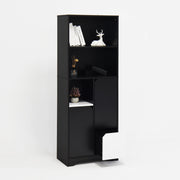 Libreria con 2 Vani Aperti; 1 Anta e 2 Cassetti per Soggiorno e Camera; in Pannelli di Particelle; 60 × 35 × 160 cm; Nero