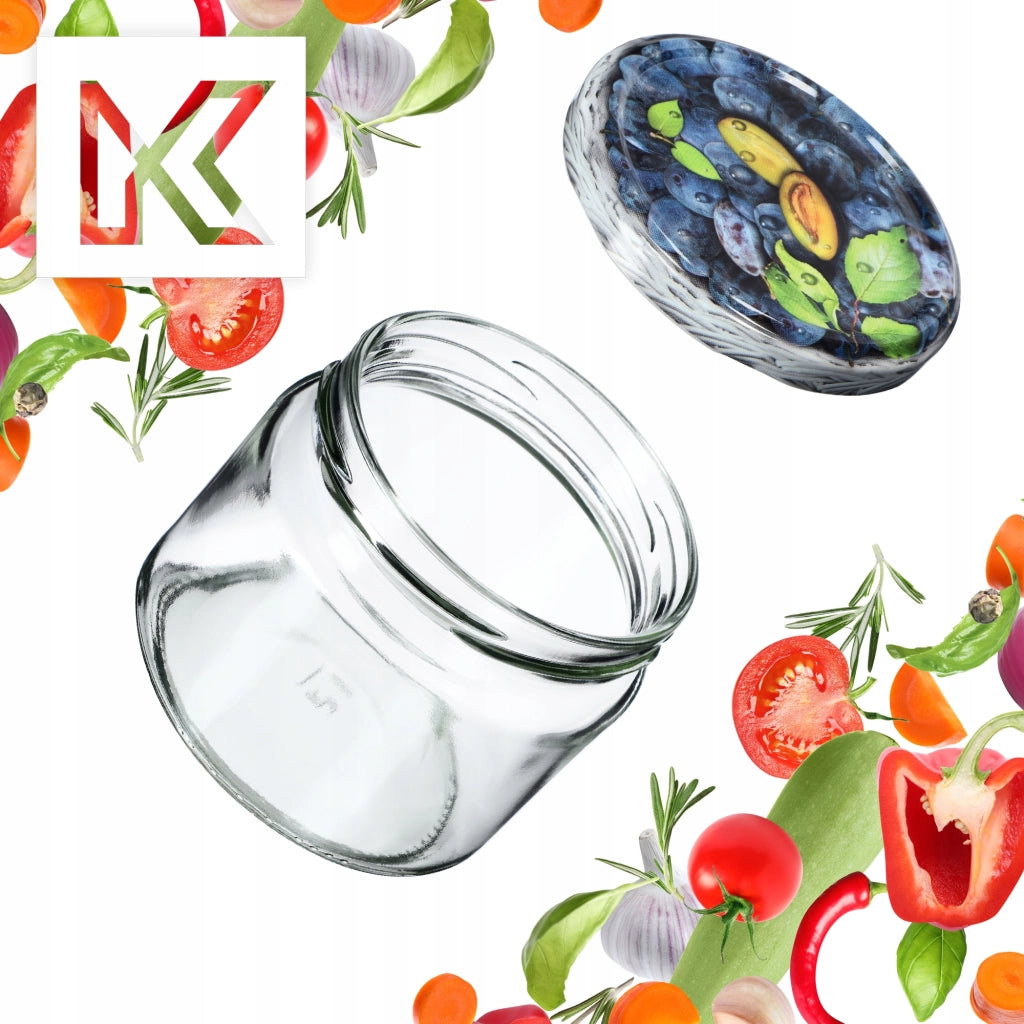 KADAX Sonka barattoli di vetro 330ml 50pz 82mm + coperchi "Prugna"