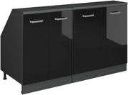 Set di mobili sottotetto Rion, Nero lucido, 140 cm Set di 2 carcasse armadio profondità 60 cm, adatto per il salvaspazio sotto tetti spioventi