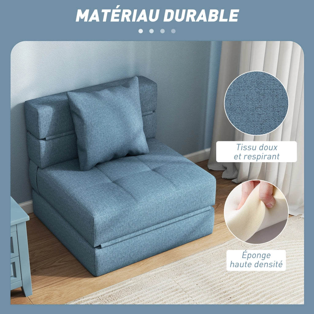Poltrona letto convertibile 1 posto ¨C Xylo ¨C tessuto blu scuro con cuscino