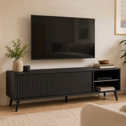 Lilemi, Mobile Porta tv 2 Ripiani, 135x40x48h cm Nero