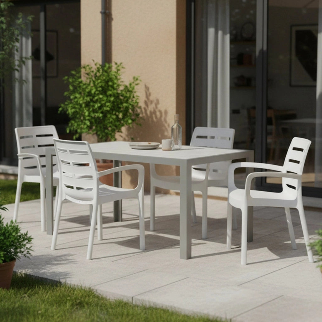 Excel, Sedia da Esterno 4 Sedie Made in Italy, Bianco