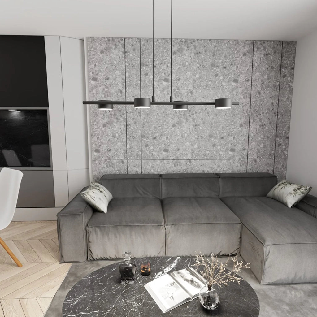 Lampadario Minimal Hermes Acciaio Nero 4 Luci Gx53 Ip20