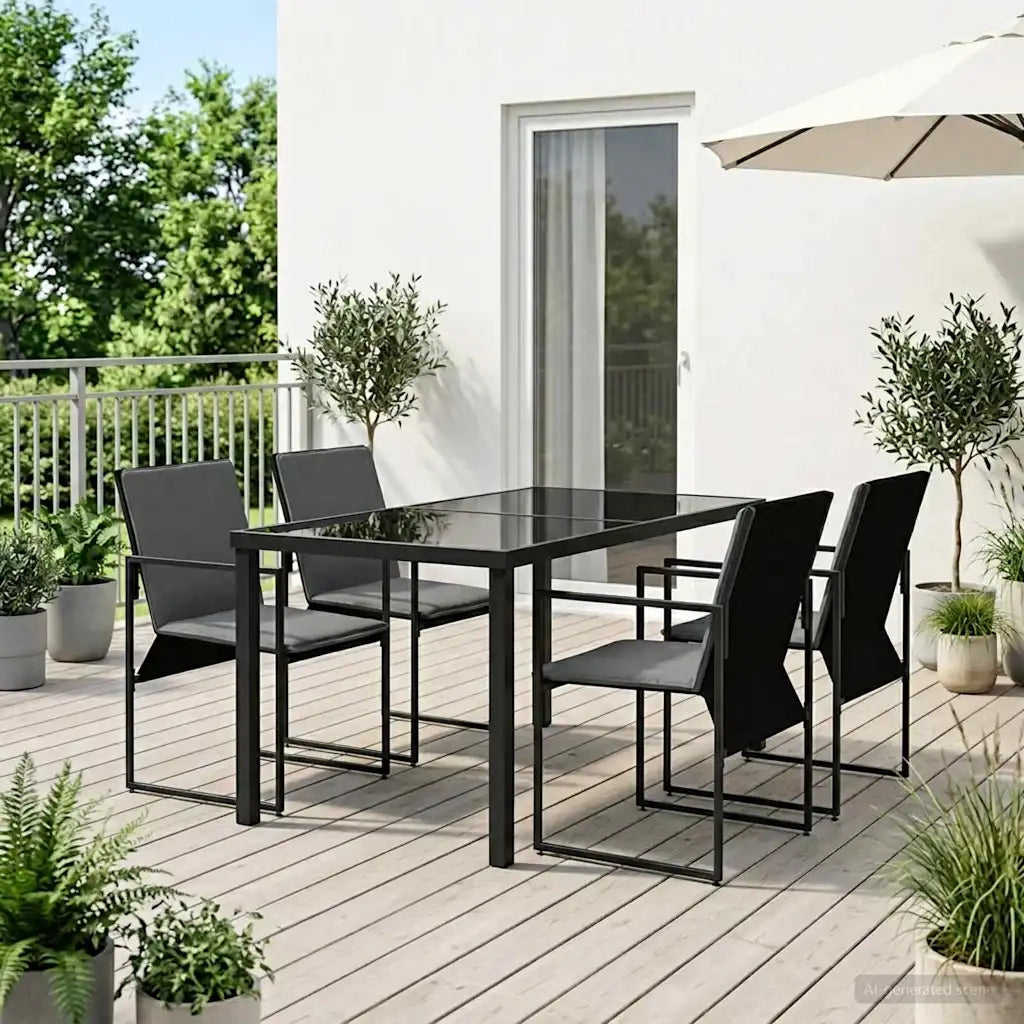 Set da Pranzo per Giardino 5 pcs Nero e antracite 3448904