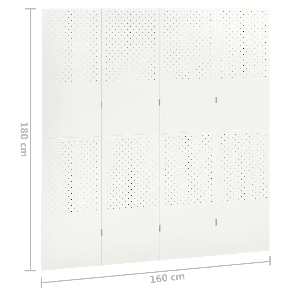 Paravento a 4 Pannelli 2 pz Bianco 160x180 cm in Acciaio 3095194