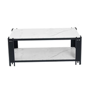 TAVOLO DA CAFFÈ rettangolare 114x64x46 cm MDF effetto marmo bianco nero
