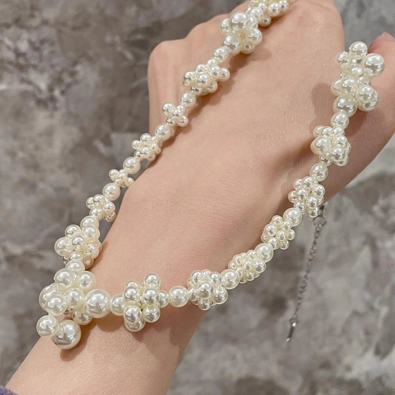 Collana irregolare con perle, tessuta a mano, regalo di Natale o di compleanno.