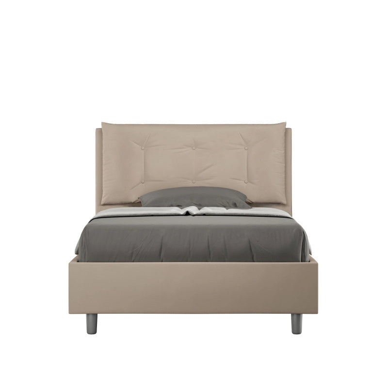 Letto imbottito Piazza e mezzo 120x210 cm Large - Similpelle,Tortora,Con rete