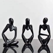 Set di 3 figurine Denker, Figurina Denker, Ornamenti astratti personalizzabili per ufficio, soggiorno, scrivania, decorazione camera (nero)