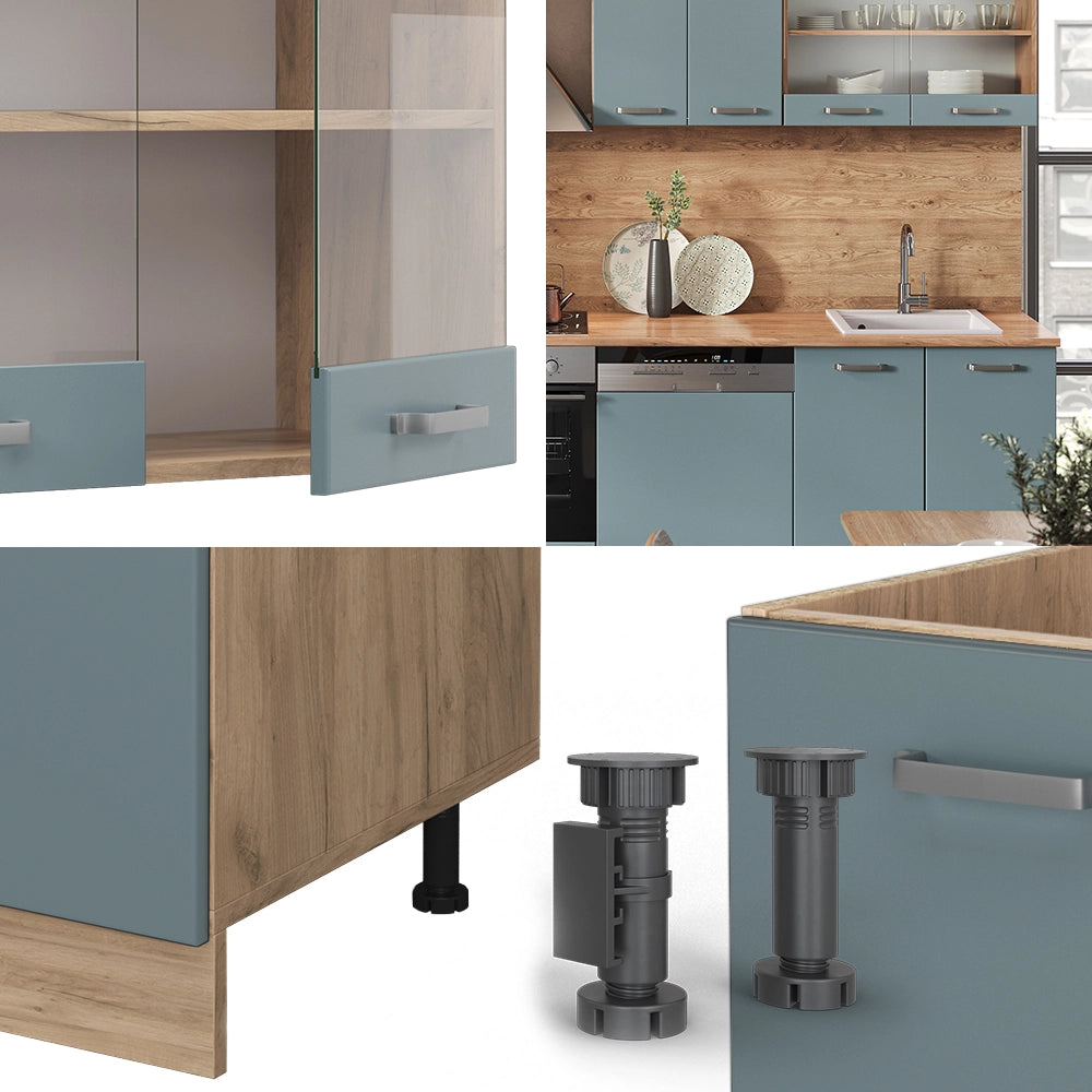 Vicco Cucina componibile Rovere blu-grigio/oro 300 cm , PL Antracite