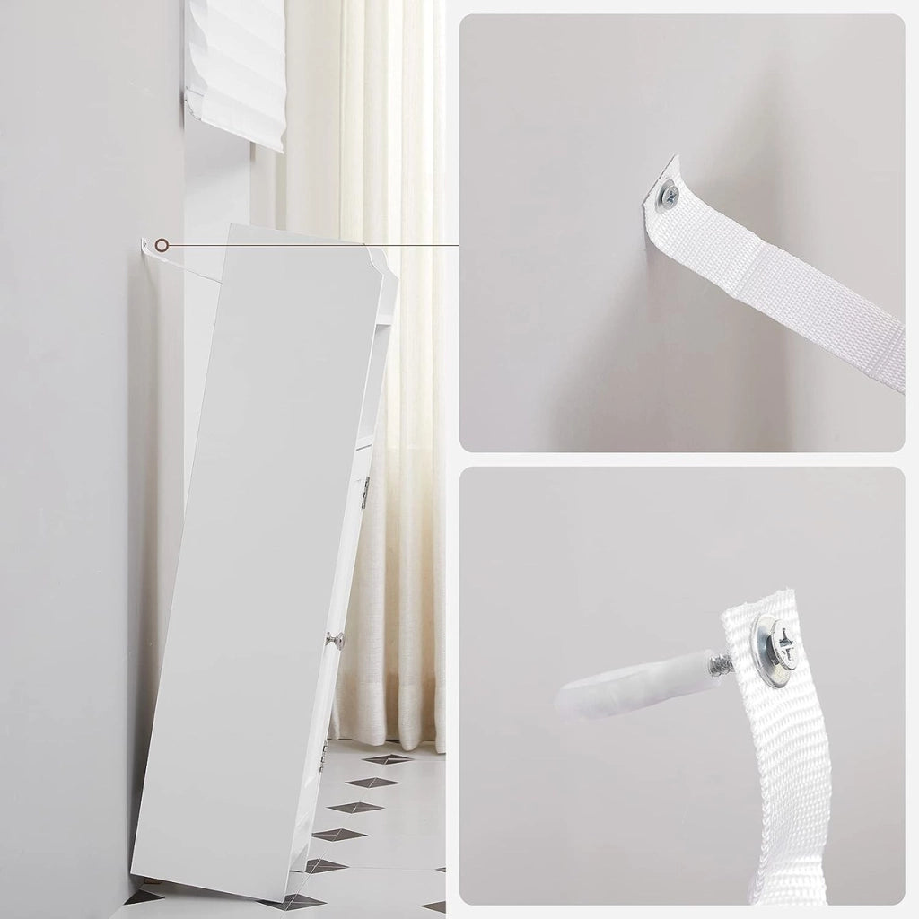Mobile colonna bagno stretto in MDF bianco con ripiani regolabili