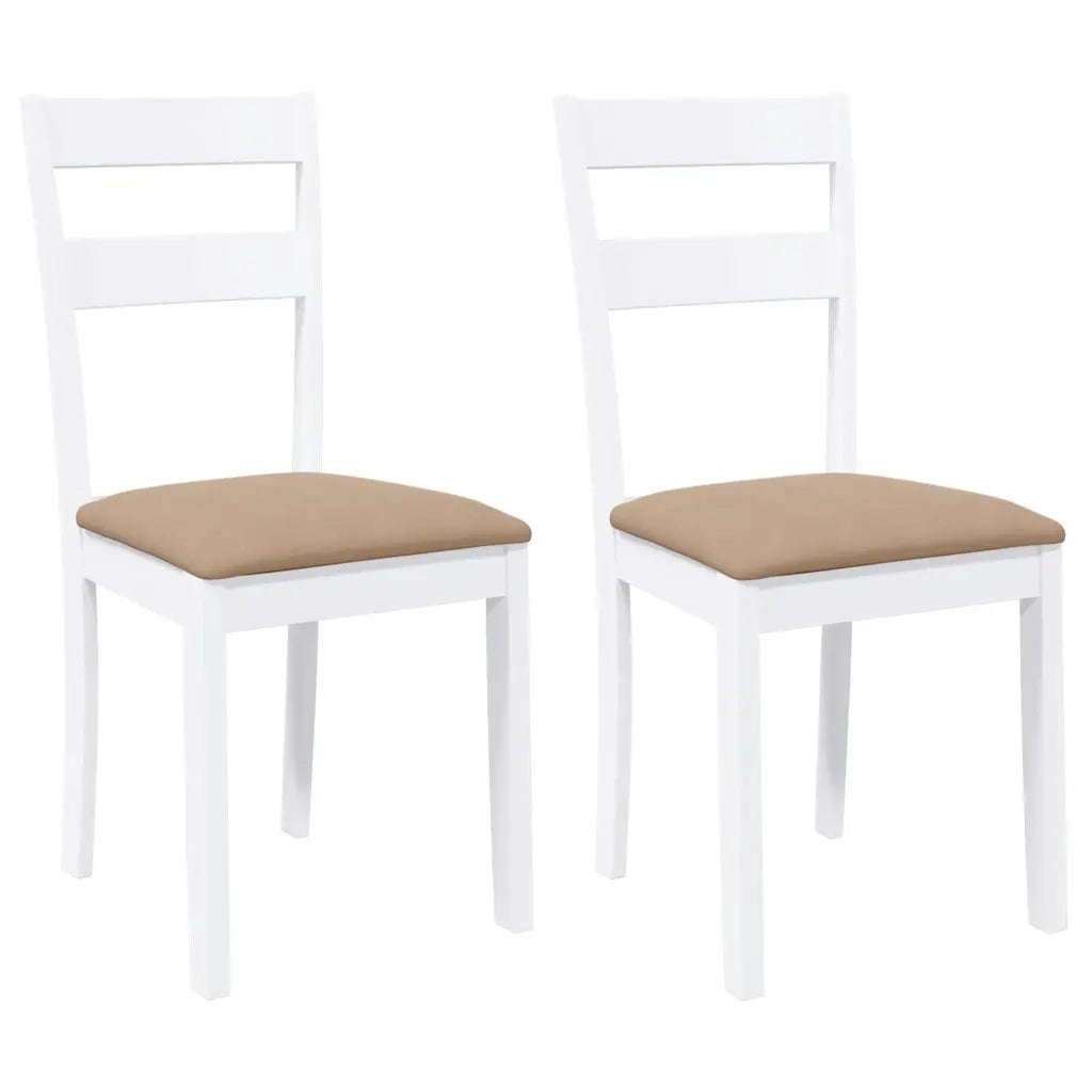 Sedie da Pranzo con Cuscini 2 pz Bianco Legno Massello di Hevea