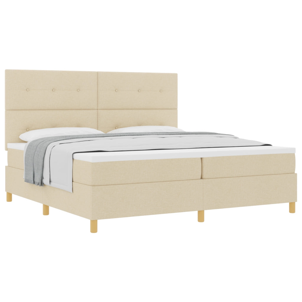 Letto con sommier e materasso panna 200x200 cm in tessuto