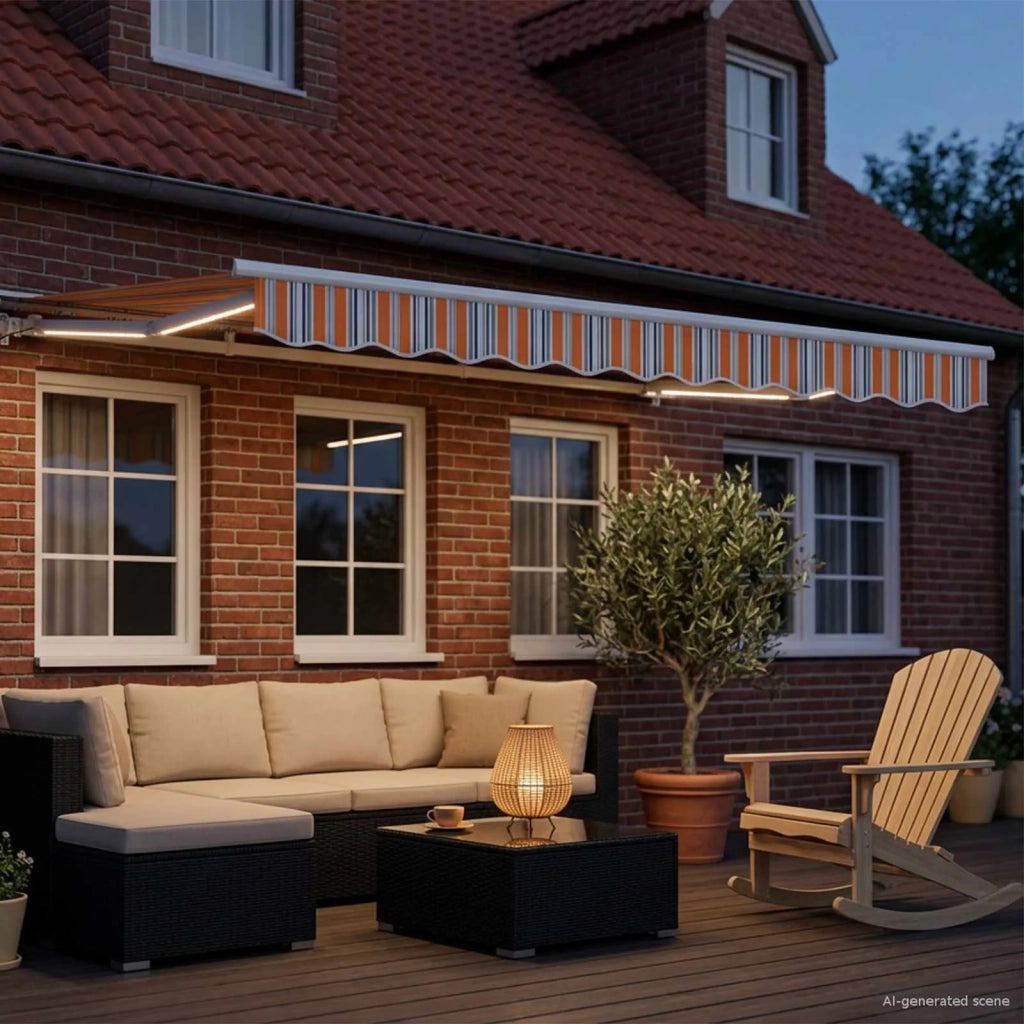 Cornice per Tenda Manuale con LED-Telaio per tendalino manuale 3 x 2,5 m 354329