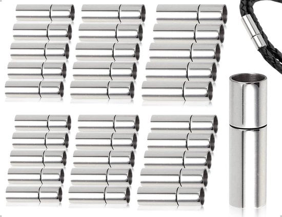 Esercizi di chiusura per cinghie di cinturino - 30 pezzi per creare bracciali e gioielli (2/25/3/4/5/6 mm argento)