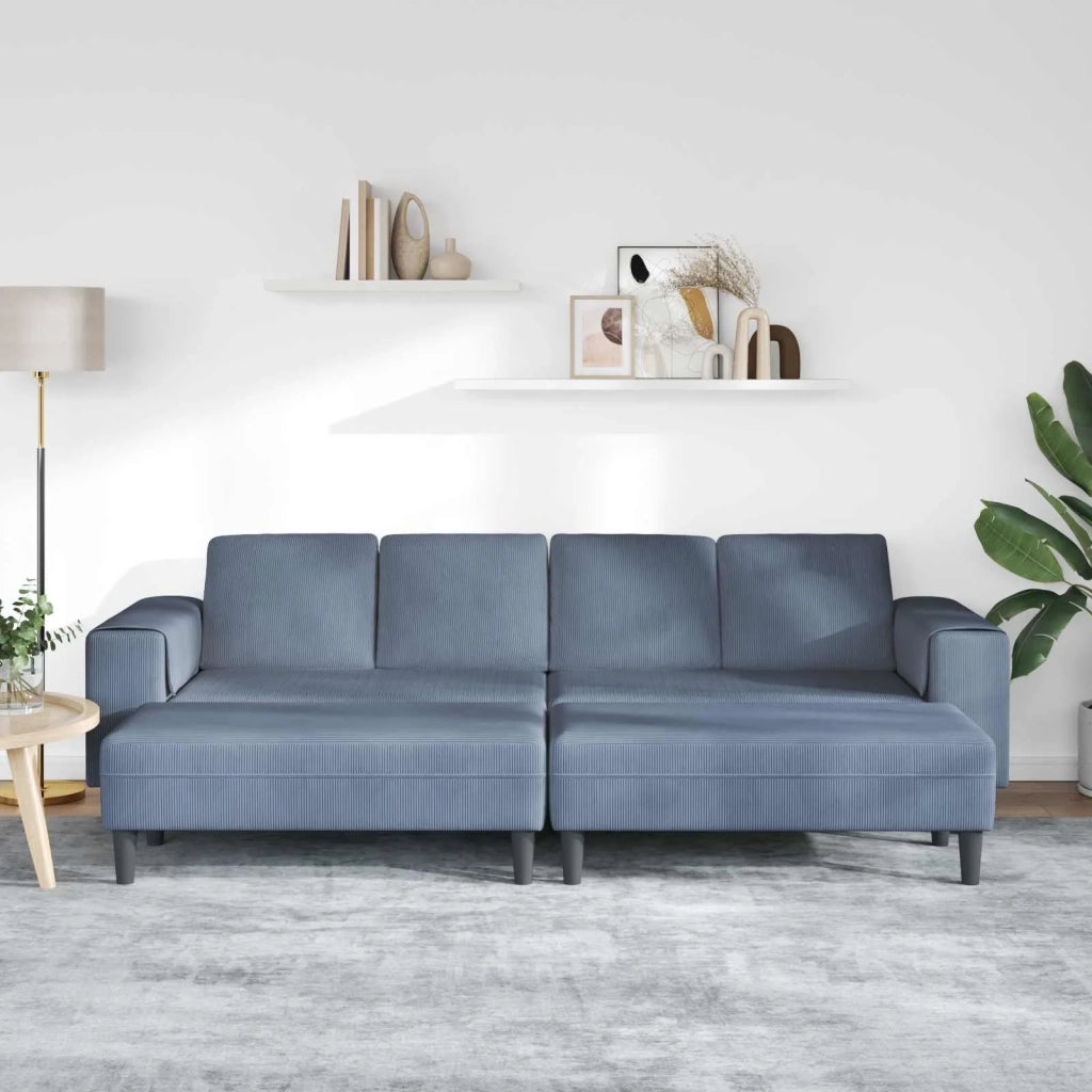 Divano Blu 250 x 188 x 76 cm Tessuto in Cords 3335134