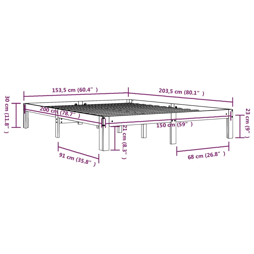 Giroletto-Struttura Letto in Legno Massello 150x200 cm King Size 679979