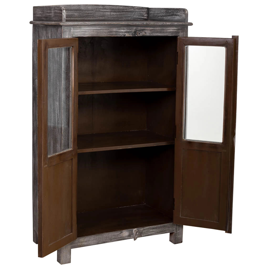Vetrina 2 ante in legno finitura anticata artigianale 74x41x128