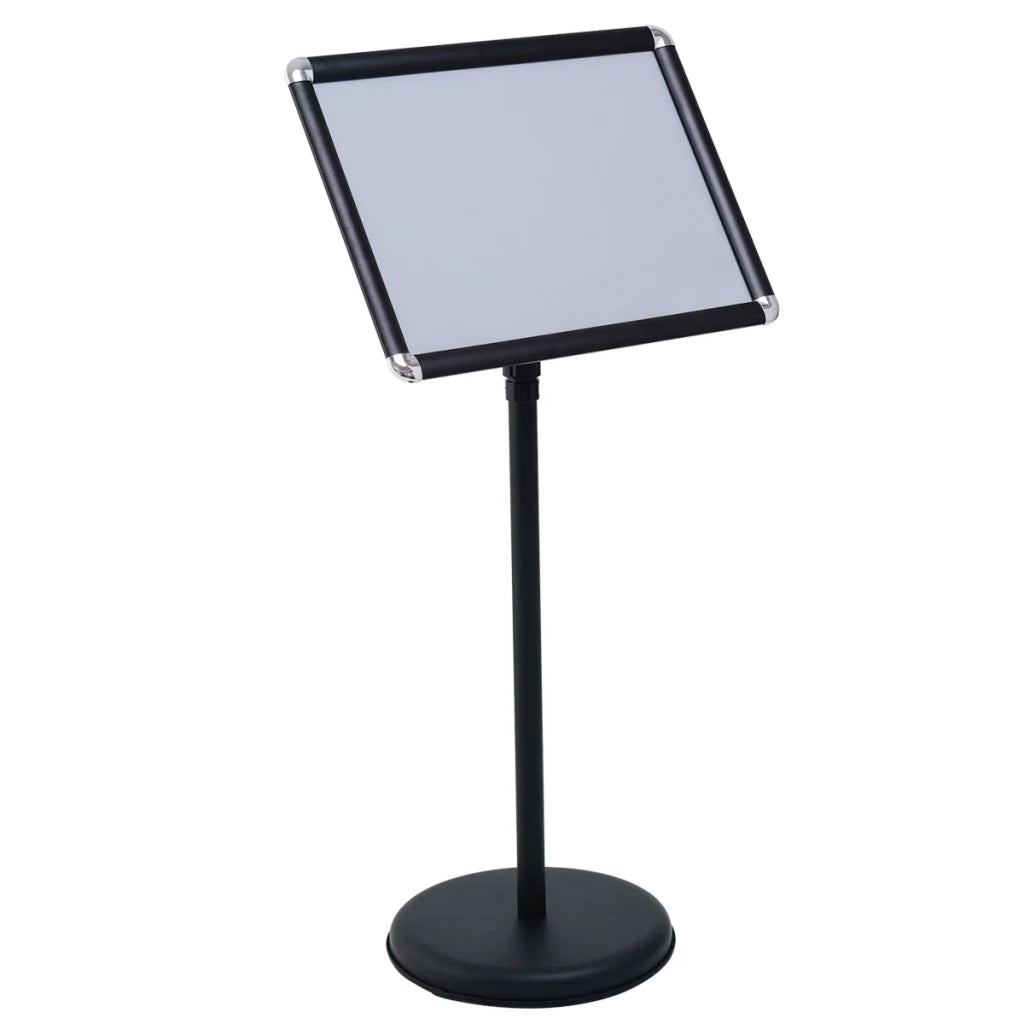 Supporto per poster regolabile dimensioni 89,5 x 33 x 28 cm per uso interno ed esterno base appesantita design moderno in lega di alluminio nera 20_0017240