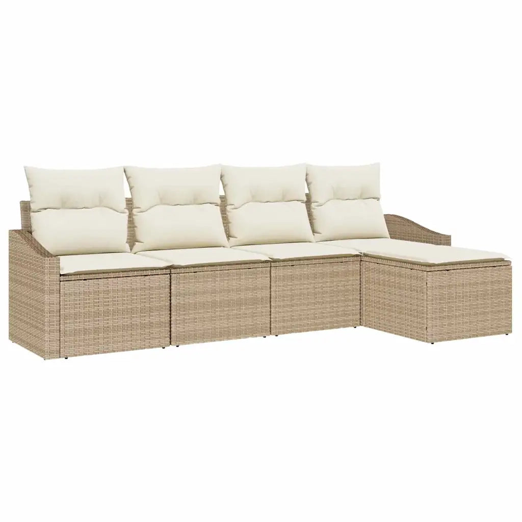 Set di divani con cuscino 5 pcs Beige polyrattan