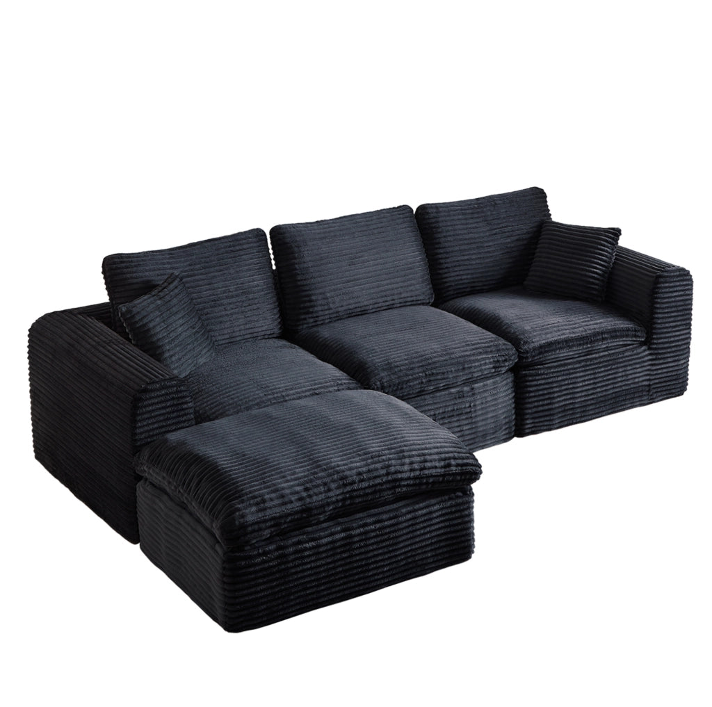 Divano modulare 3-in-1 3 moduli; in corduroy nero e blu