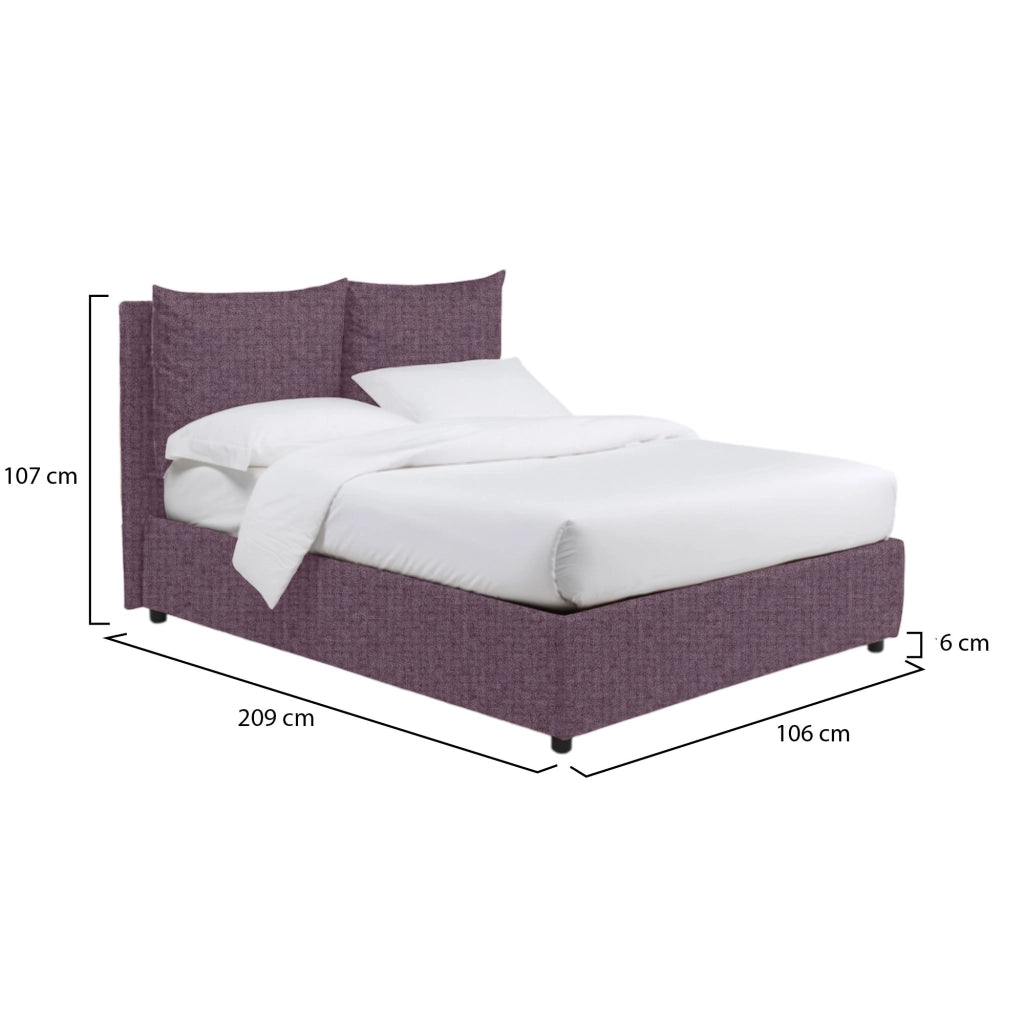 Todmorden, Letto Singolo Sfoderabile Made in Italy, Viola Lilla