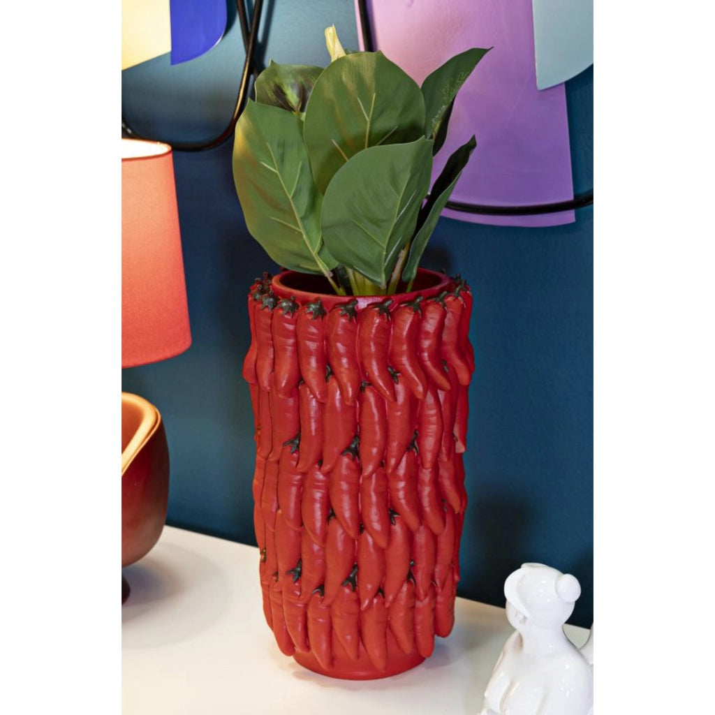 Vaso Decorativo Peperoncini, Rosso, Poliresina, 20x20x34 cm