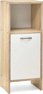 Cassettone da bagno - Ottimizzazione spazio - Materiale legno - Bianco/Quercia - 33 x 82 x 28 cm cassettone da bagno alto