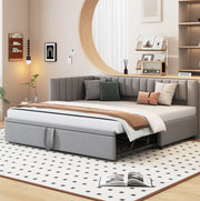 Divano letto a L estraibile 90 x 200 cm in velluto grigio