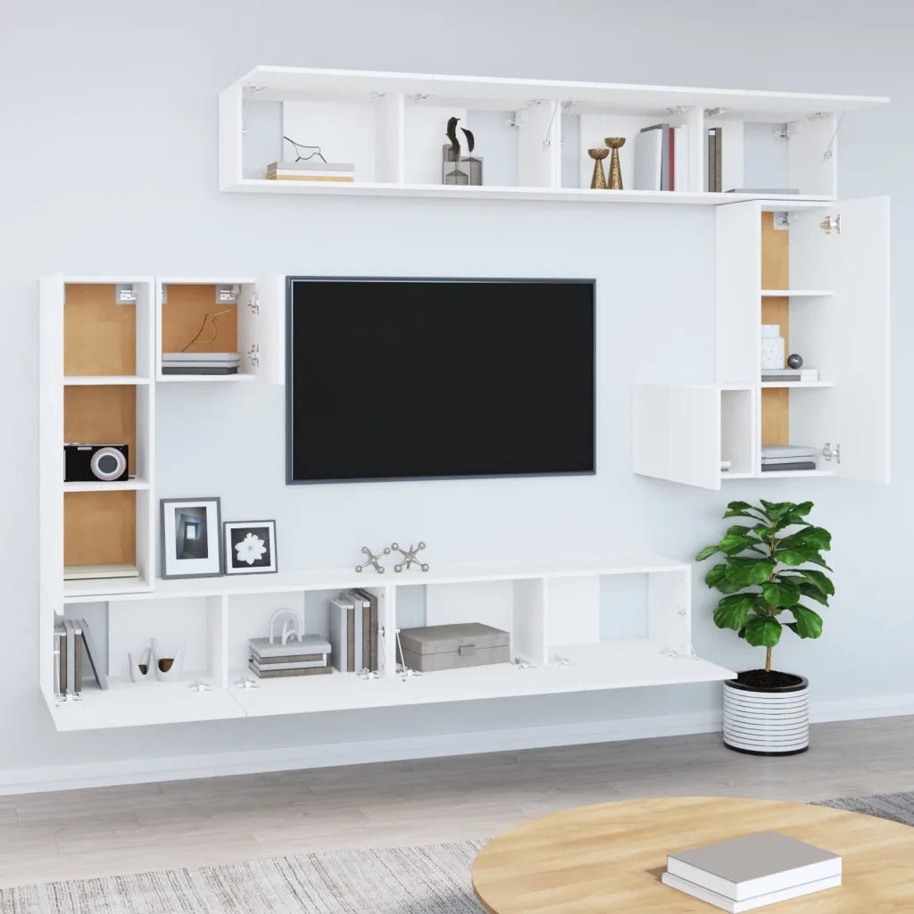 Mobile Porta TV a Parete Bianco in Legno Multistrato 3114590