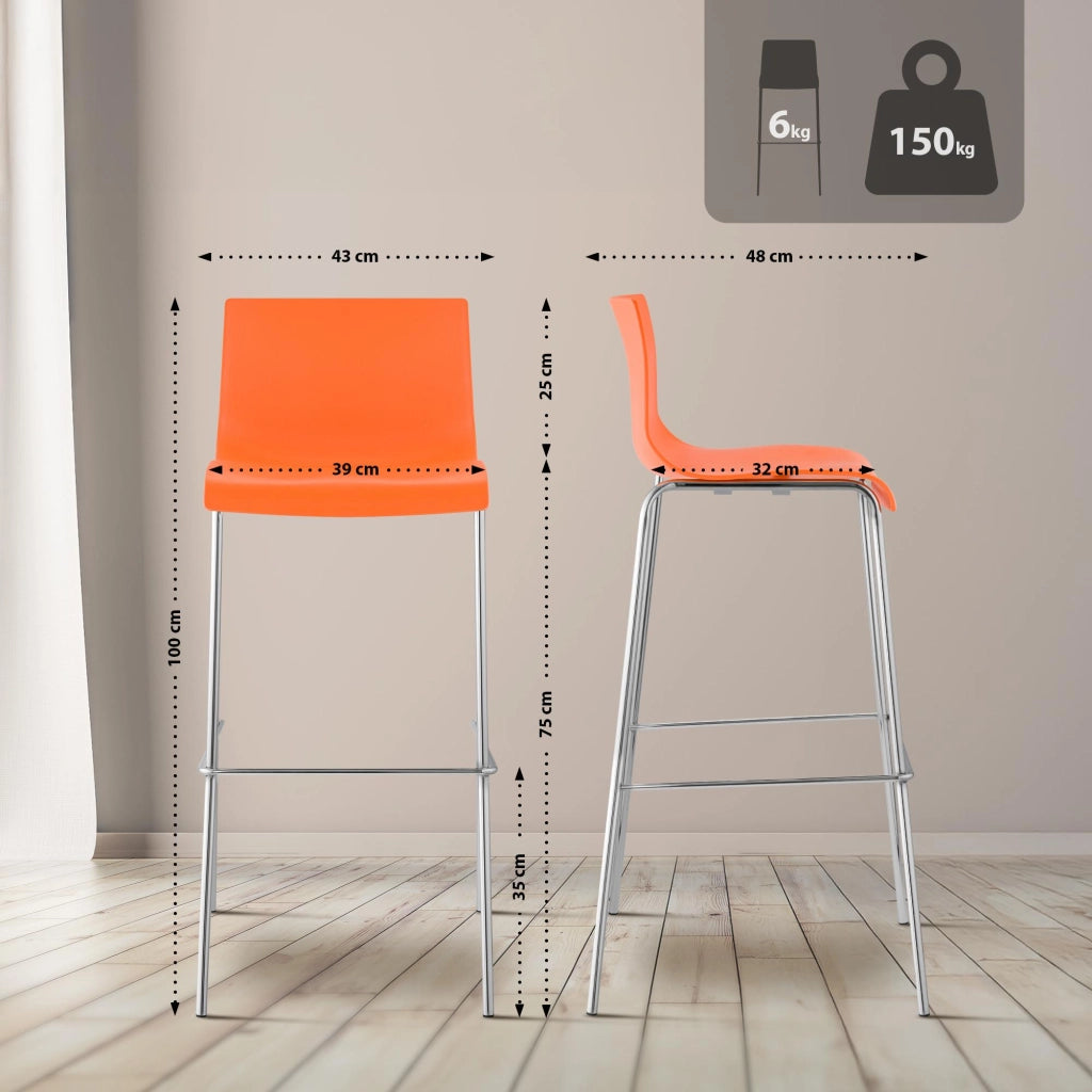 Sgabello da bar Hoover struttura cromata a 4 piedi 6