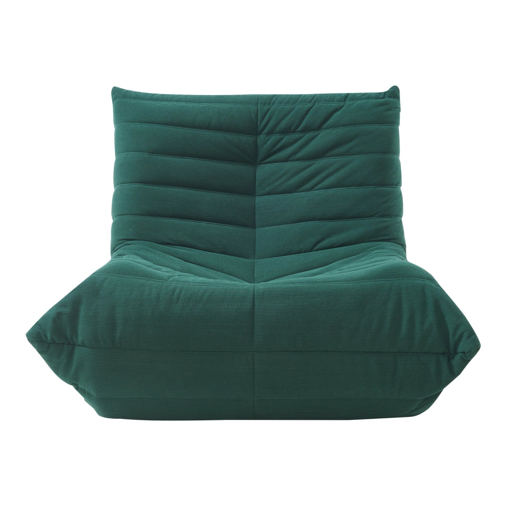 Poltrona Bassa Imbottita Kodsø con Rivestimento in Velluto a Coste 75x90x100 cm - Verde [en.casa]