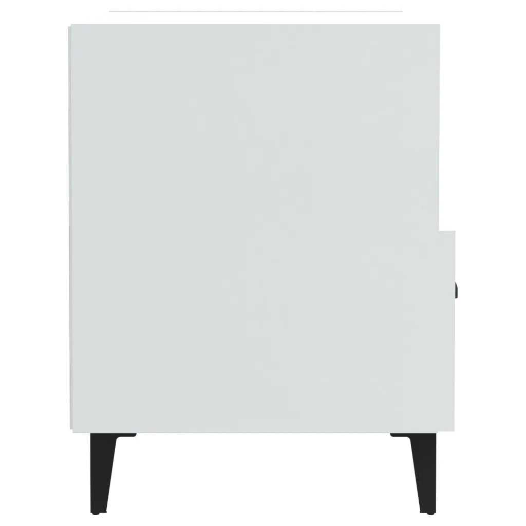 Comodini 2 pz-Set di 2 Tavolino da notte Bianco Lucido in Legno Multistrato