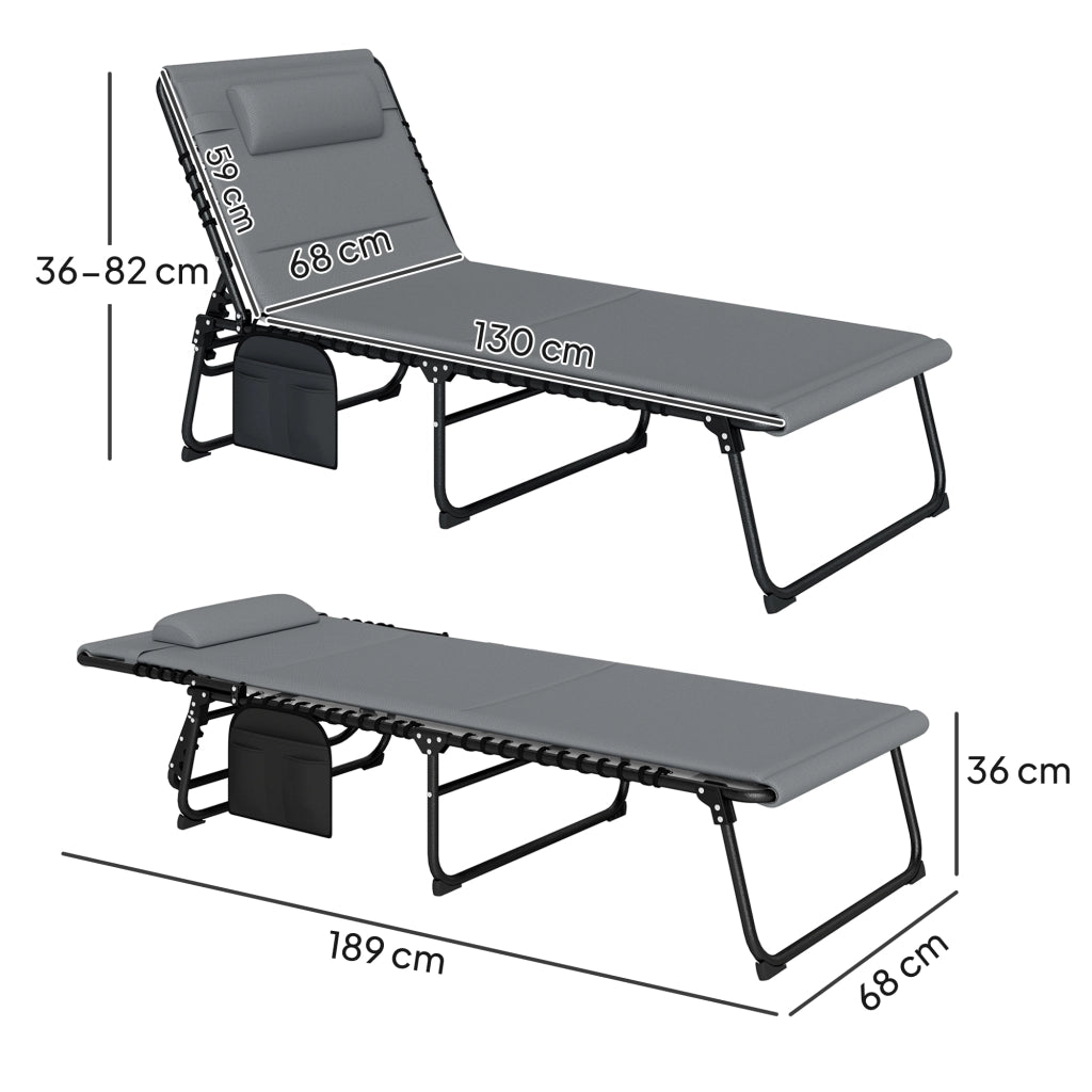 Lettino solarium pieghevole 2 posti ¨C zephmum ¨C grigio scuro con cuscino
