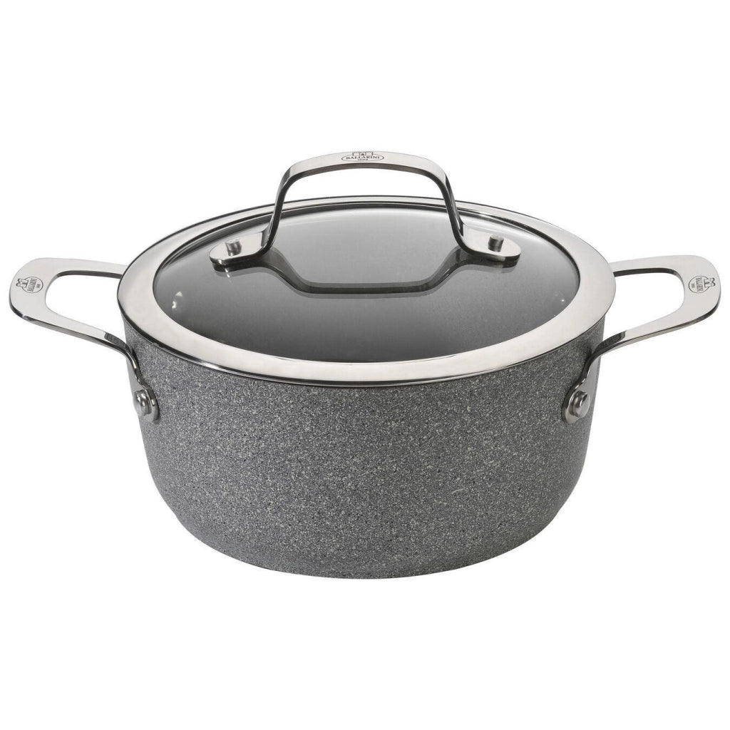 Ballarini 1007050 Salina Pentola Antiaderente 4,7 L con Coperchio in Vetro 24 cm Acciaio Inox Grigio granito colore Grigio