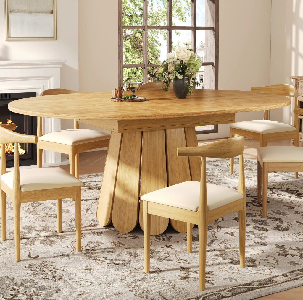 Tavolo da pranzo allungabile rotondo in MDF, 118-158 cm