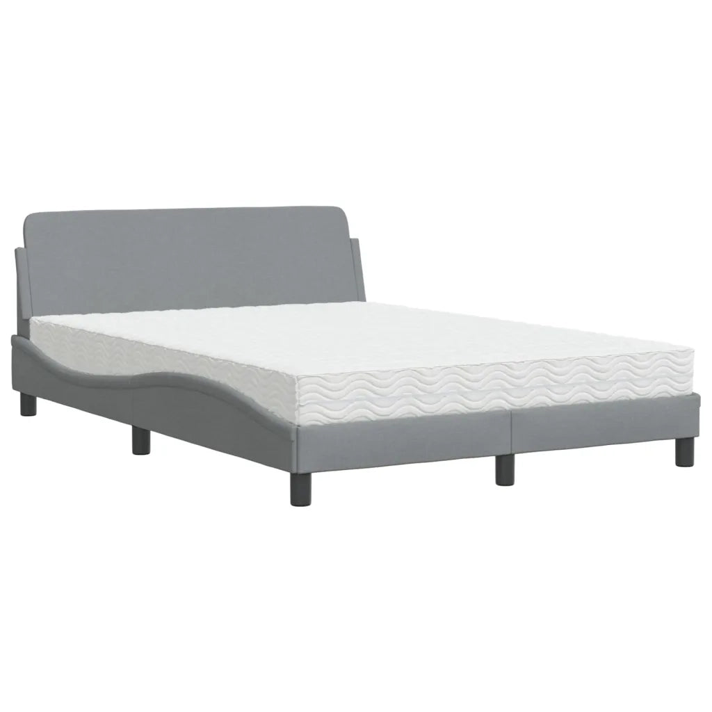 Letto con Materasso Dover Grigio Chiaro 140x200cm Tessuto
