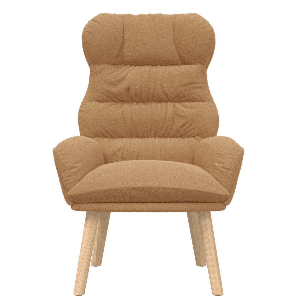 Poltrona Rilassante Beige in Tessuto Simile alla Lana Riccia