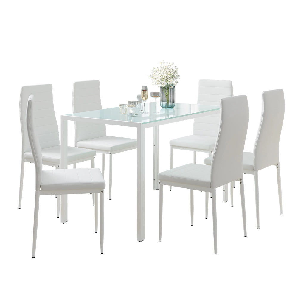 Vicco Set da pranzo Bianco 120 x 75 cm con 6 sedie