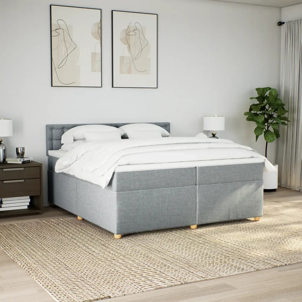 Giroletto a Molle con Materasso Grigio Chiaro 200x200cm Tessuto 3289101