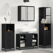 Set di mobili per il bagno 4 pcs Rovere Nero Legno multistrato
