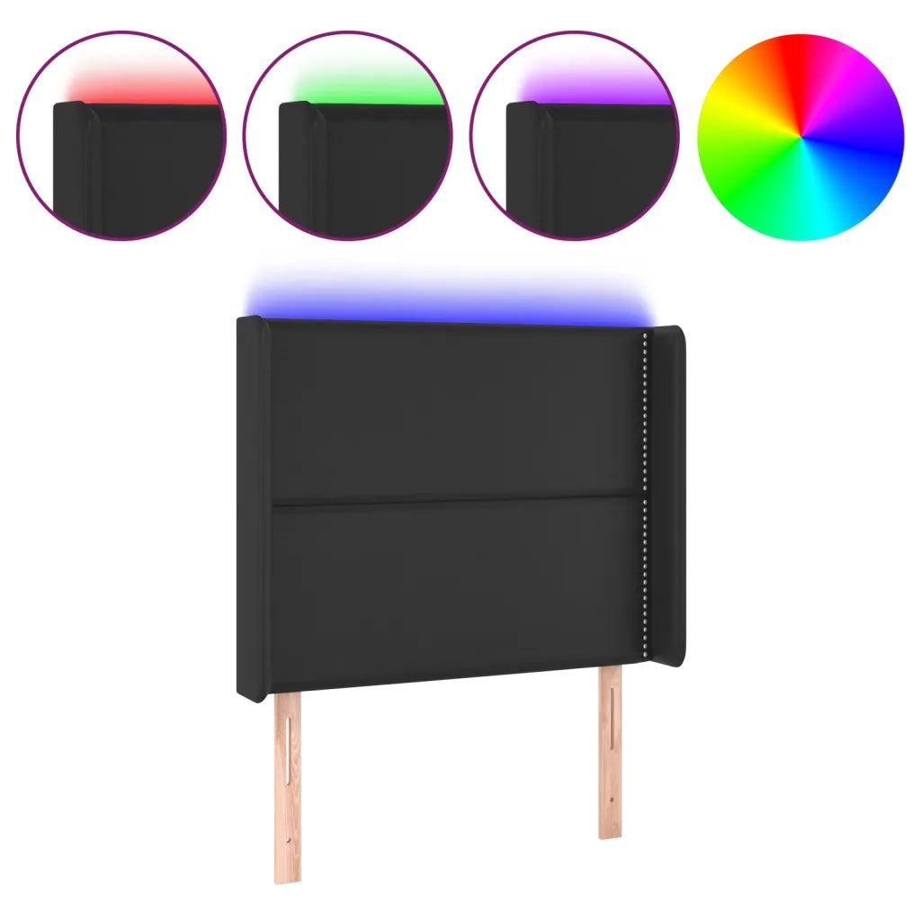 Testiera a LED-Testata con LED Nera 103x16x118/128 cm in Similpelle 830161