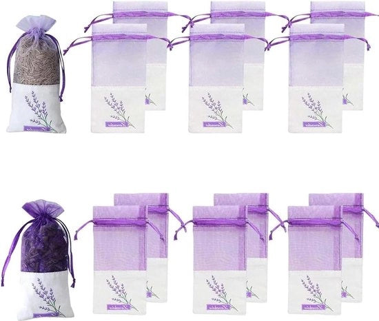 12 sacchetti vuoti di lavanda per profumare armadi con sacchetti di organza - viola