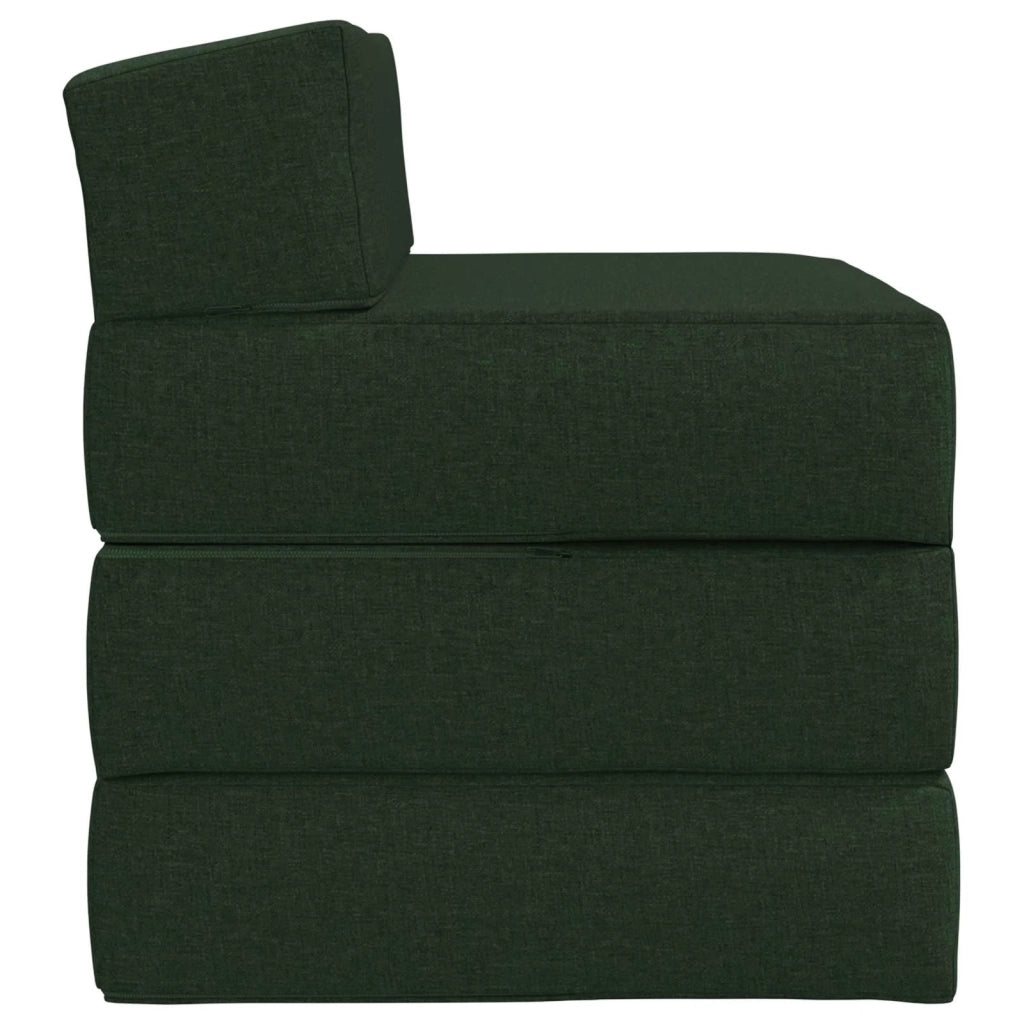 Divano Letto Pieghevole Verde Scuro 200 x 70 x 15 cm Tessuto