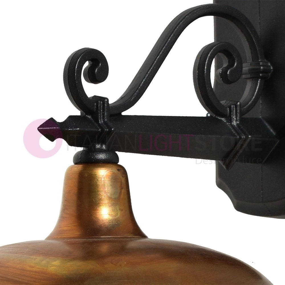 NIKE ANTRACITE Lampada a Parete da Esterno con piatto in ottone anticato