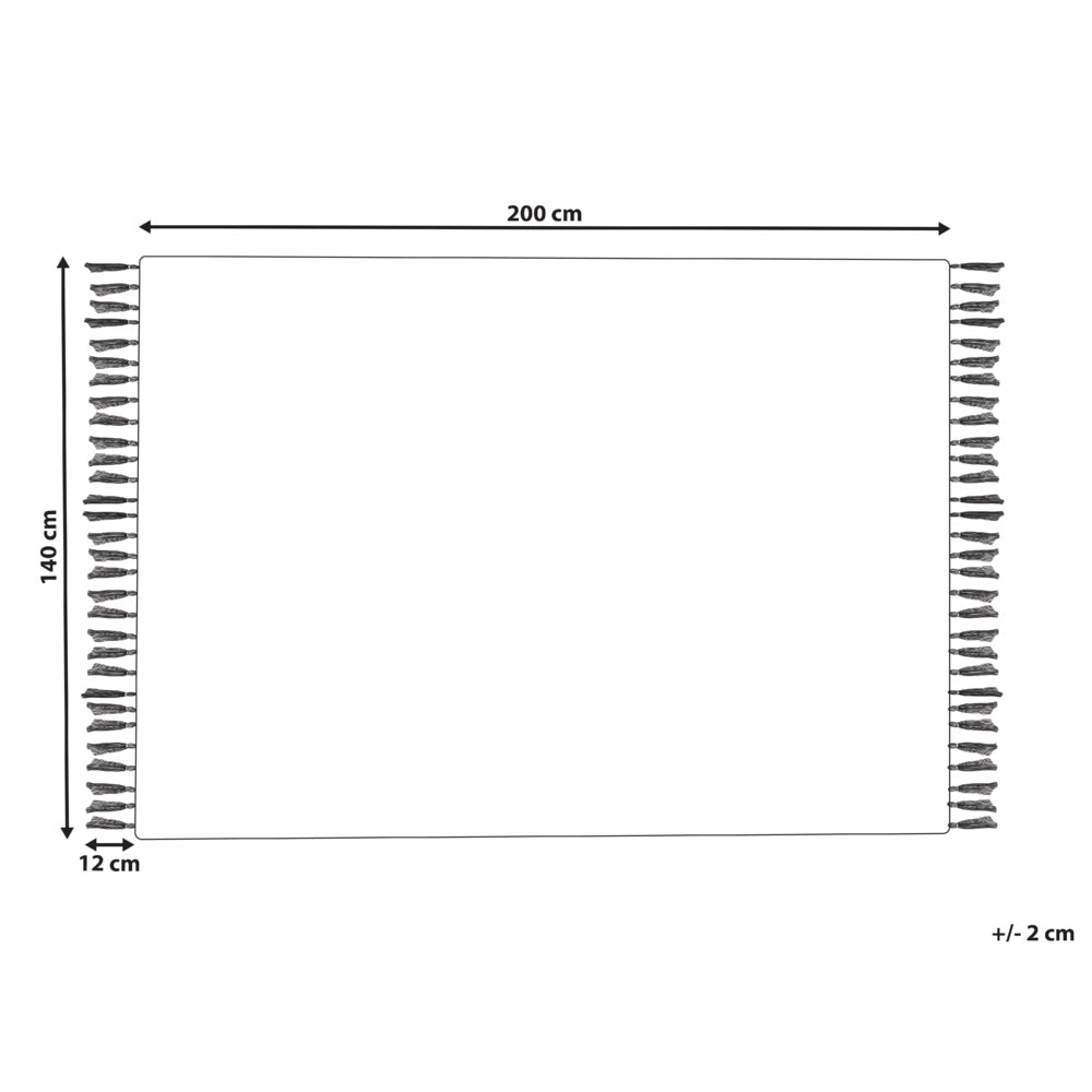Tappeto blu 140 x 200 cm per soggiorno e camera da letto con frange a righe