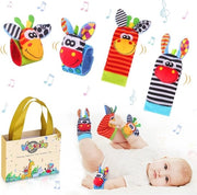 Set di Rammellatori e Cercapersone in Tessuto per Bambini - 4 Pezzi Giocattolo per lo Sviluppo del Bambino da 0 Mesi